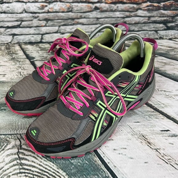 ASICS Gel-Venture 5 Athletic Running Shoes - Gray/Pink/Lime - T5N8N - 9‎ 1/2 - Picture 1 of 9
